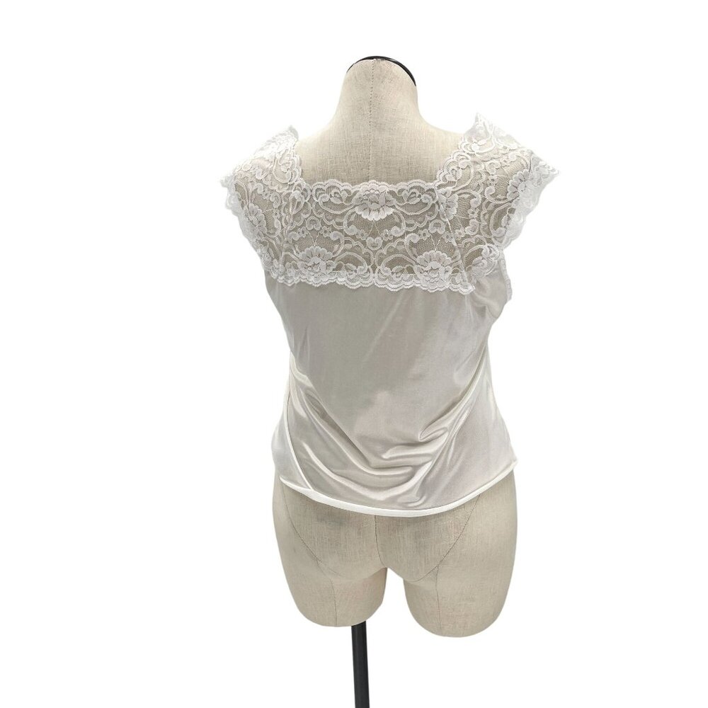 Vintage 80s 90s White Lace V-Neck Cami Slip Top Size 1X - Picture 5 of 11